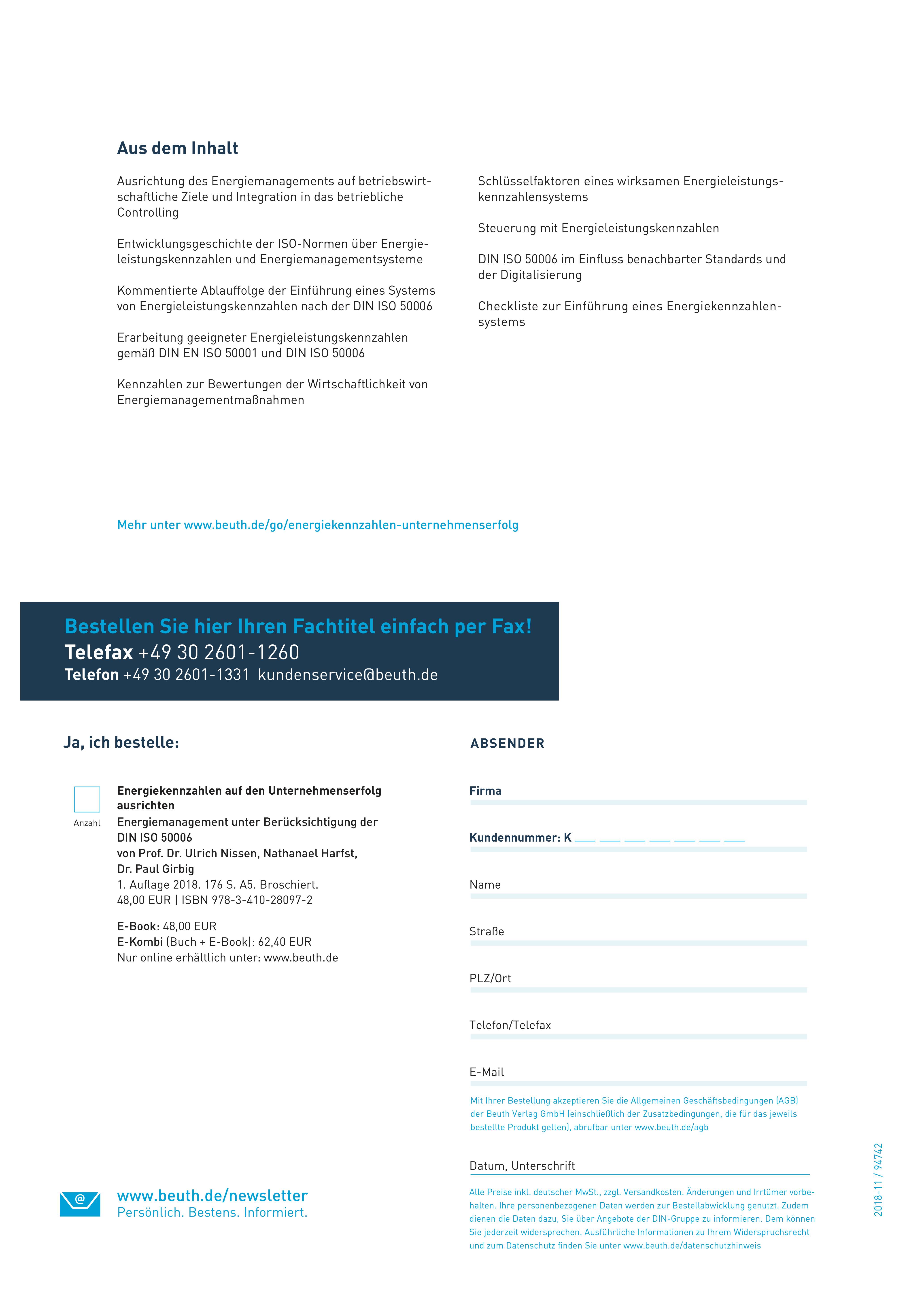 BeuthVerlag Produktinformation Energiekennzahlen auf den Unternehmenserfolg ausrichten 2018 11 2